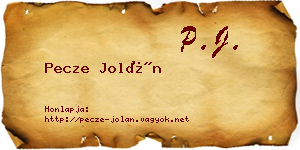 Pecze Jolán névjegykártya